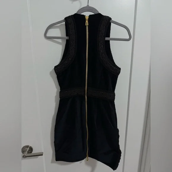 Limited edition Balmain x‎ H&M Black Embroidered Velvet Mini Dress Size 4